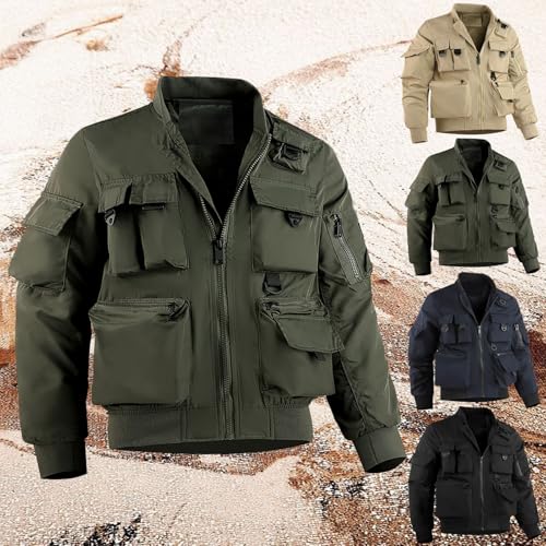 Chaqueta softshell militar para hombre, cortavientos ligero con cremallera 2