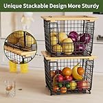 Wire Storage Basket for Kitchen Pantry: GGIU Stackable Kitchen Counter Organizers - Wire Organizing Bin for Produce Vegetable Potato and Onion Black - Image 3