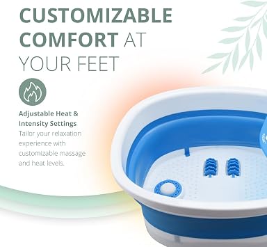 Pursonic Collapsible Wireless Footbath Spa Massager | Portable Acupressure Massage with Adjustable Heat Settings | Compact for Travel and Home Use