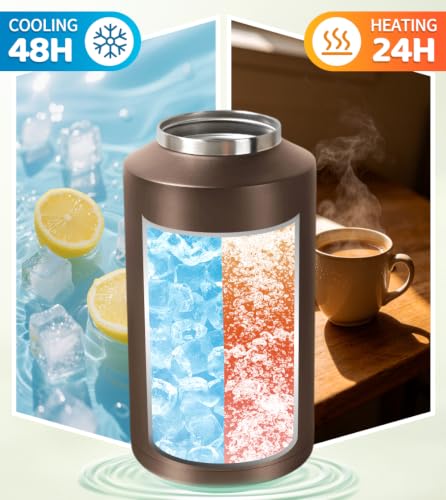 Image of Insulated Water Bottle,1 Gallon Jug with Handle, 128oz Stainless Steel, Large Water Wide Mouth Bottle for Hot & Cold Drinks, Ideal for Travel, Camping, Family (Dark Khaki)
