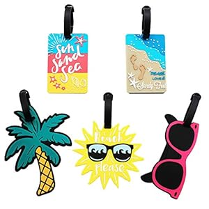 Mziart Cute Luggage Tags for Women Men, Summer Beach Bag Tags Unique Travel Baggage Tags Suitcase Identifier Labels, Set of 5