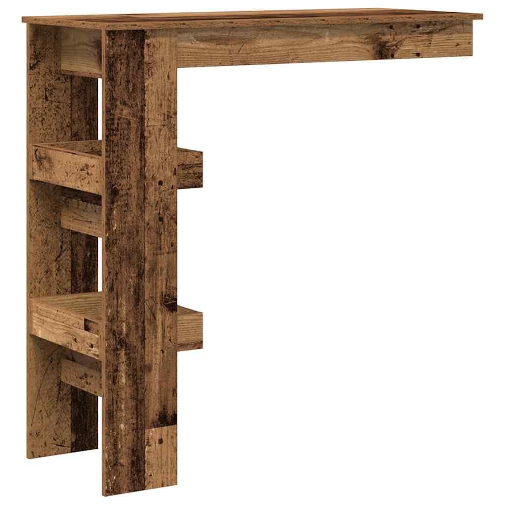 Stół barowy o wyglądzie starego drewna, materiał drewnopochodny, 102 x 45 x 103,5 cm, z 2 schowkami, stabilny stół kuchenny, idealny jako stół do jadalni, salonu, jadalni, na chwile