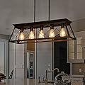 Fabulis Chandeliers Light Fixture for Dining Room Farmhouse Over Table Ceiling Light with 5 Lights Pendant Lights Kitchen Island Modern Light for entryway Bedroom Living Room Hallway Black