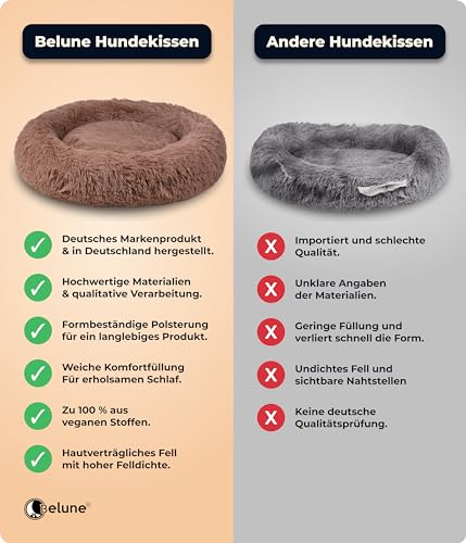 Belune® Hundebett [mit waschbarem Bezug] - Das Original - [L, 100cm, Braun] Hundekorb, Katzenbett, Hundekörbchen, Dog Bed, Flauschiges Hundebett für große, mittelgroße & kleine Hunde