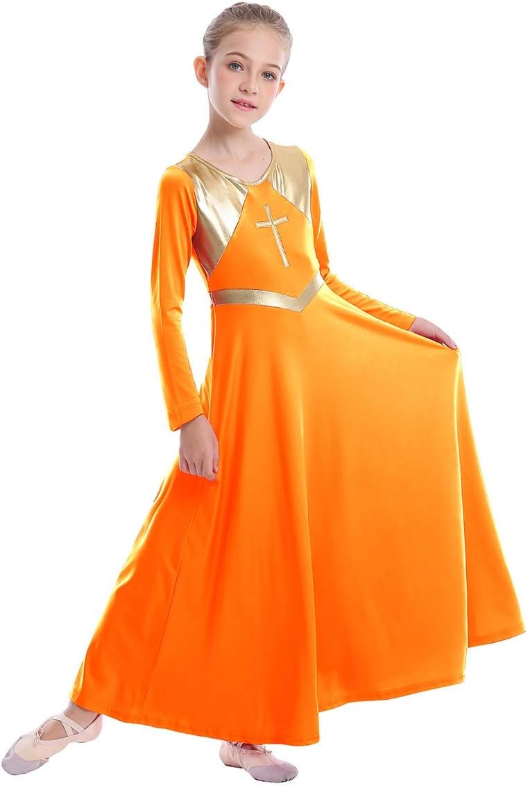 orange praise dance dresses ALABANZA - Mid sleeve Orange Praise Dance Ephod with Colorful Revival designs (Final Sale ! )