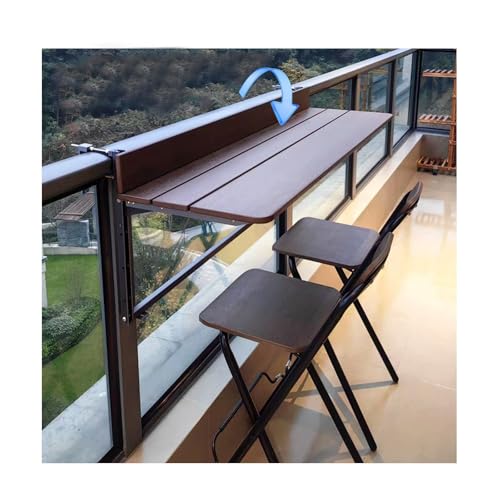 Mesa plegable de balcón para barandillas, mesa de servir para exteriores e interiores, banco de trabajo colgante para patio y terraza (largo x ancho x largo) 60 x 37 cm (largo x ancho x ancho)