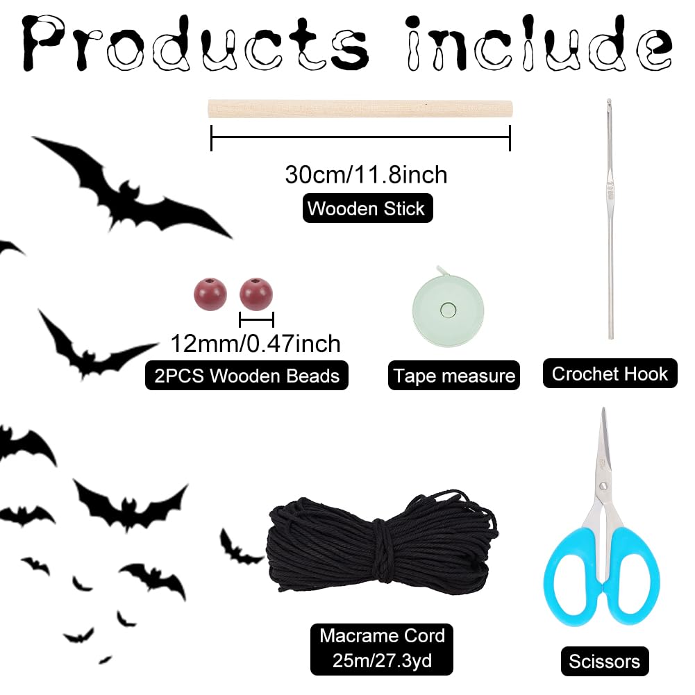 FREEBLOSS DIY Halloween Makramee Set - Fledermaus & Pflanzenhänger Zum Selbermachen