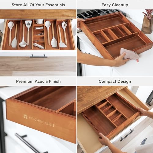 KitchenEdge Utensil & Junk Drawer Organizer, 18.5-33 in, Acacia by KitchenEdge - Used condition - Image 3