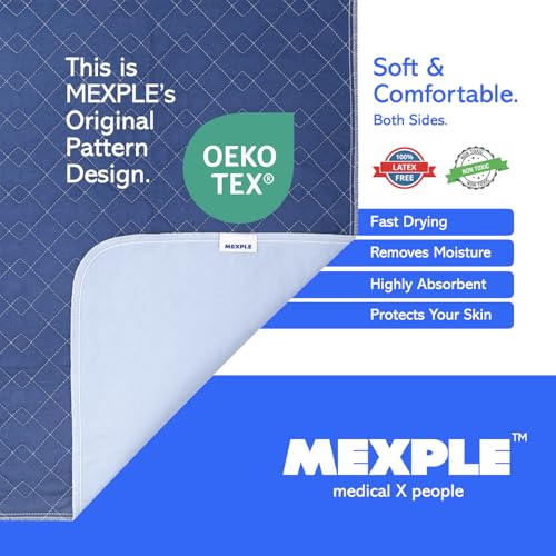 Image of MEXPLE PeeMAXX Cotton Adult Reusable Classic Bed Washable Underpad for Elderly, Heavy Absorbency (34 X 36 Inches) | Leak Proof 4 Layer Design Protects Surfaces for Incontinence Patients