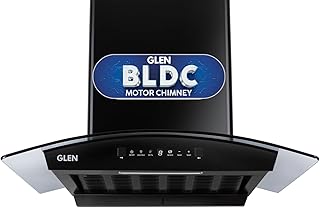 Glen 60 cm 1500 m³/hr BLDC Filterless Thermal Autoclean Kitchen Chimney, Curved Glass |(Hood RICA 60, Aeration technology|...