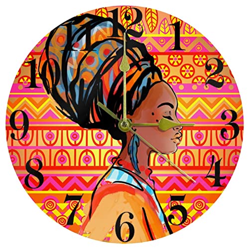 Horloge murale silencieuse sans tic-tac avec motif africain noir et or a piles - 2