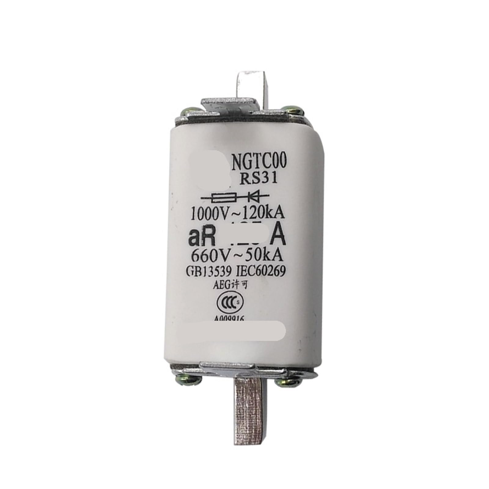 Fusible en céramique rapide RS31 coupure instantanée NGTC00 pour surcharges de courant
