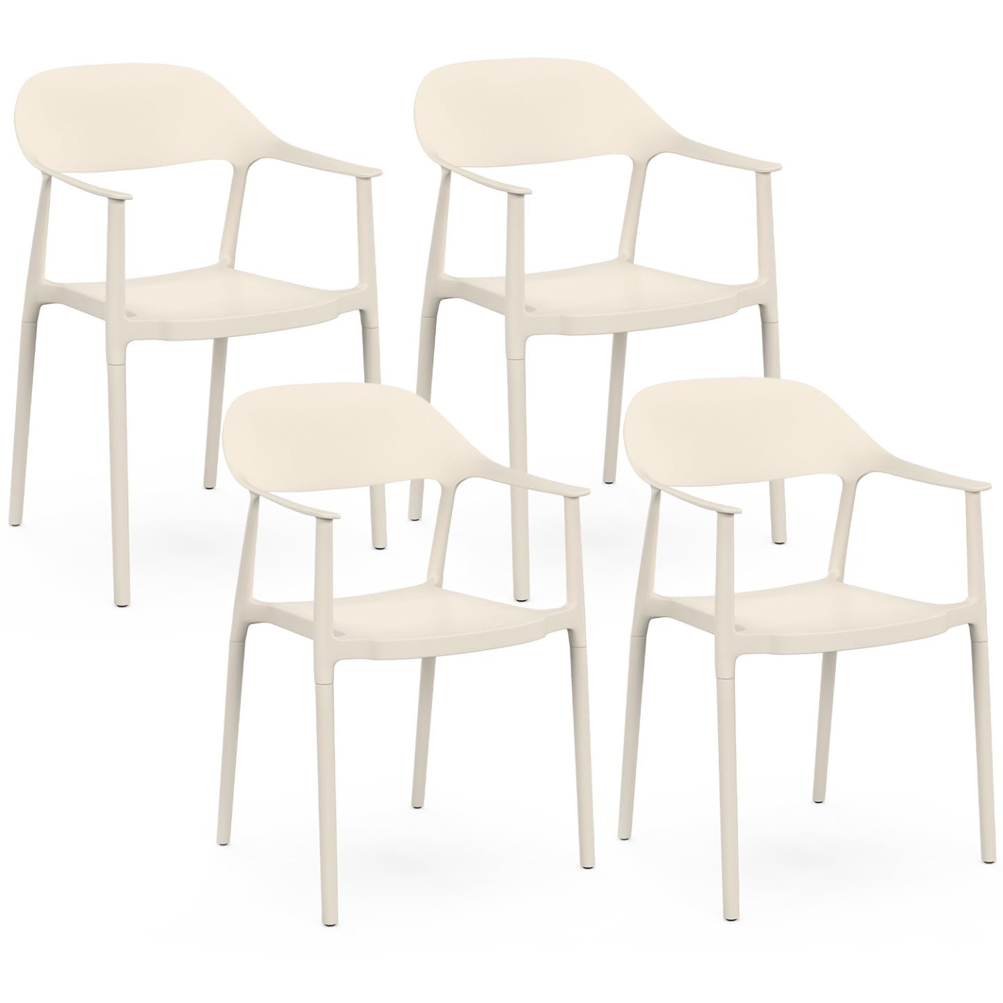IDMarket - Lot de 4 chaises de Jardin empilables SUZON Beige