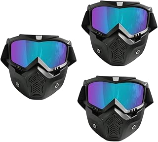 BESPORTBLE 3 Pçs Óculos De Proteção Da Motocicleta Gorro Capacetes Para Motocicletas Óculos De Motor Destacável Máscara Capacete Óculos Lente Do Capacete Da Motocicleta Máscara Facial Da
