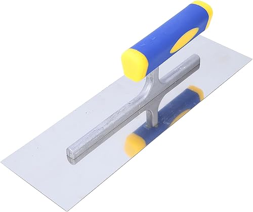 Paleta de enlucido, paleta de acabado de yeso de acero inoxidable, paleta plana para paneles de yeso con mango ergonómico y base antiadherente,