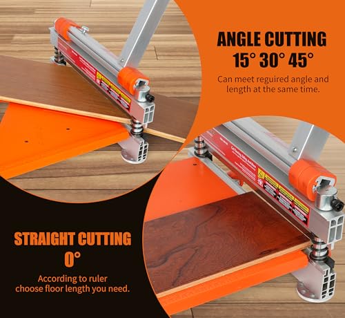 Image of CUTTEREX 13 inch Pro. Vinyl Floor Cutter-No Dust,No Noise,No Electricity. Multi-Angle Cuts for Laminate,Vinyl & More, Pro. ALU Long Leverage Handle, Orange & Wheeled