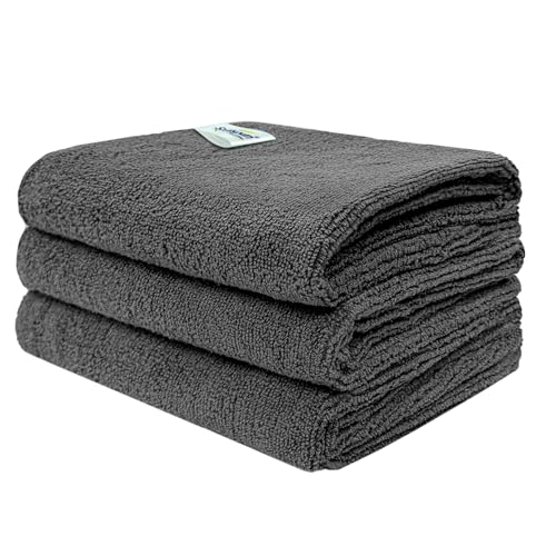 Image of SOFTSPUN Microfiber Cloth (3pcs - 40x60cms -340GSM) Grey, Super Soft Absorbent Cleaning Towels Cleans & Polishes Everything in Your Home.