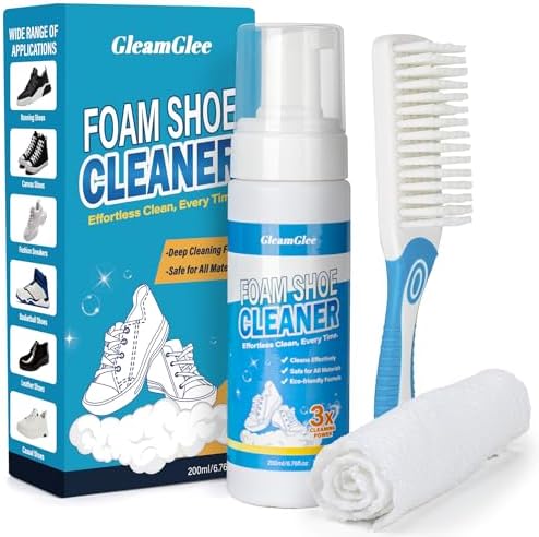 Shoe Cleaner, 200ml White Sneaker Cleaner with Shoe Brush & Towel Included, for Leather, Knit, Boots, Canvas, Rubber, PU, Running Shoes