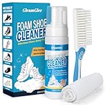 GleamGlee Shoe Cleaner Kit – 200ml White Sneaker & Trainer Cleaner with Brush & Microfibre Cloth – For Leather, Canvas, Knit, Boots, Rubber & Running Shoes