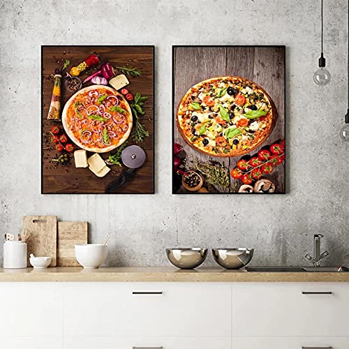 Impression sur toile pizza et ail haute définition pour grand format mural 60x80cm