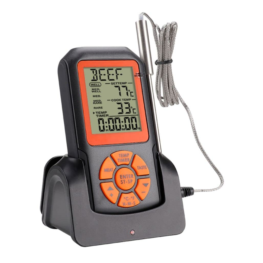 Wireless Meat Thermometer with Holder - Dual Probe Design, LCD Screen Display Wireless Food Meat Thermometer, Digital Cooking Food Meat Thermometer for Kitchen Cooking BBQ Grill Thermometer