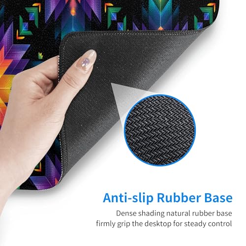 Image of Colorful Mandala Pattern Extended Gaming Mouse Pad, with Stitched Edges Large Mouse Pad Desk Protector, Rubber Base Mousepad Keyboard Mouses Mat for Work Game Office Home- 32 inch X 12 inch Inch,E160