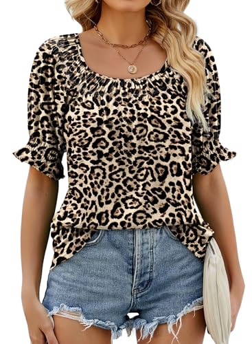 Leopard Print Tops for Women Trendy Spring Clothes Womens Tops