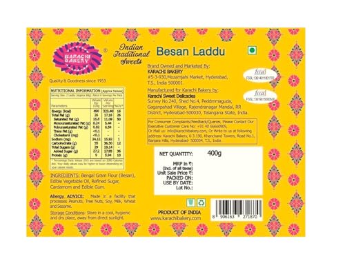 Image of Karachi Bakery Besan Ladoo 400gm | Indian Mithai | Delicious Sweet (Pack of 3)