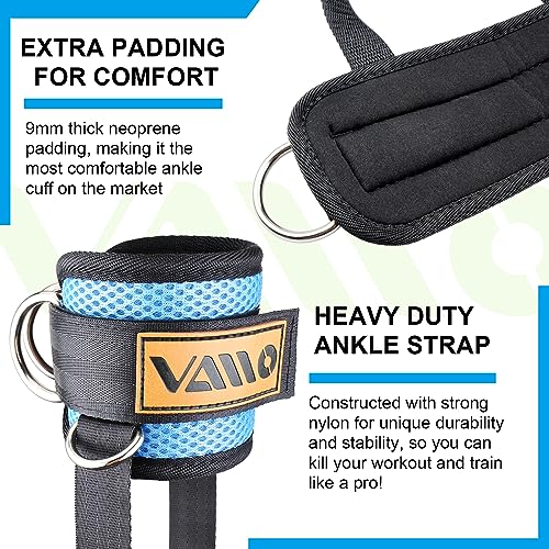 Image of VAIIO Ankle Straps for Cable Machines,Adjustable Comfort fit Neoprene, Reinforce Double D-Ring - Premium Ankle Cuffs to Improve Abdominal Muscles, Lift The Butts, Tone The Legs for Men & Women
