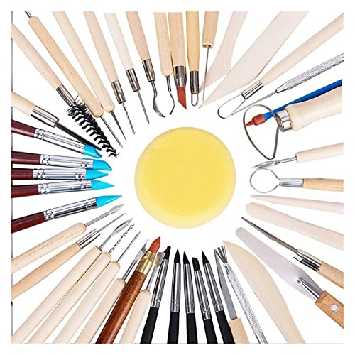 Multifunctioneel 61 stks Aardewerk Gereedschap Clay Sculpting Tools Houten Handvat Aardewerk Carving Tool Set Clay Cleaning Tools Kits Rock Painting Kit for S voor kleiaardewerk, doe-het-zelf - Image 5