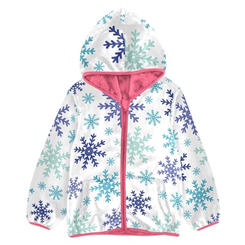 OTVEE Christmas Winter Blue Snowflakes Kids Hoodie Jacket Fall Spring Full Zip Warm Outwear Coat