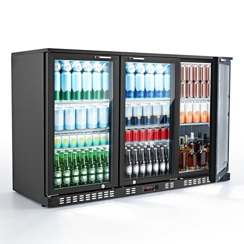 Image of VEVOR Back Bar Cooler, 11.4 Cu.Ft Commercial Beverage Refrigerator with 3 Glass Door, Large Under Counter Fridge w /LED Lighting, Shelf, Low-E Glass Display Cooler for Store, Lobby, Restaurant, Pub