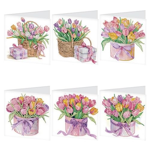 Cartes de condoléances diamant painting TDFERAN tulipe pour un message de soutien unique