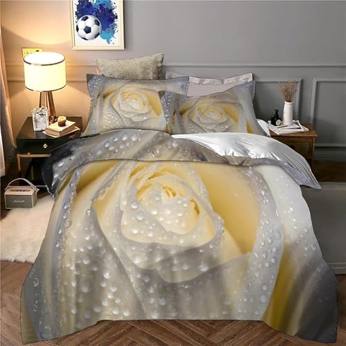 Housse de couette paon blanc 200x200 parure lit microfibre