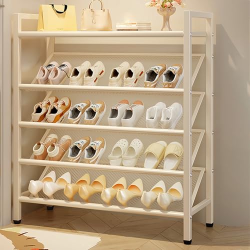 Zapatero alto y estrecho, vertical que ahorra espacio para espacios pequeños, almacenamiento abierto para entradas, dormitorios, salas de estar, 50 x 114 cm (blanco)