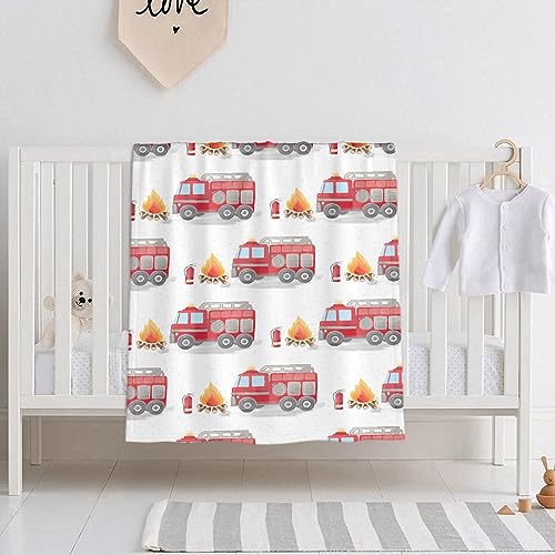 Image of Fire Truck Fireman Baby Blanket Gifts Super Soft Swaddle Newborn Cozy Baby Receiving Blanket Stroller Throw Blanket for Crib 40x30 in forBaby /Puppy