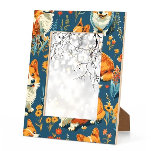 Foerrkelg Dog Dad Picture Frame 5x7, Animal Dog Print 5x7 Photo Frame Horizontal & Vertical Display 5 by 7Wooden Picture Frame for Desktop or Wall Decoration