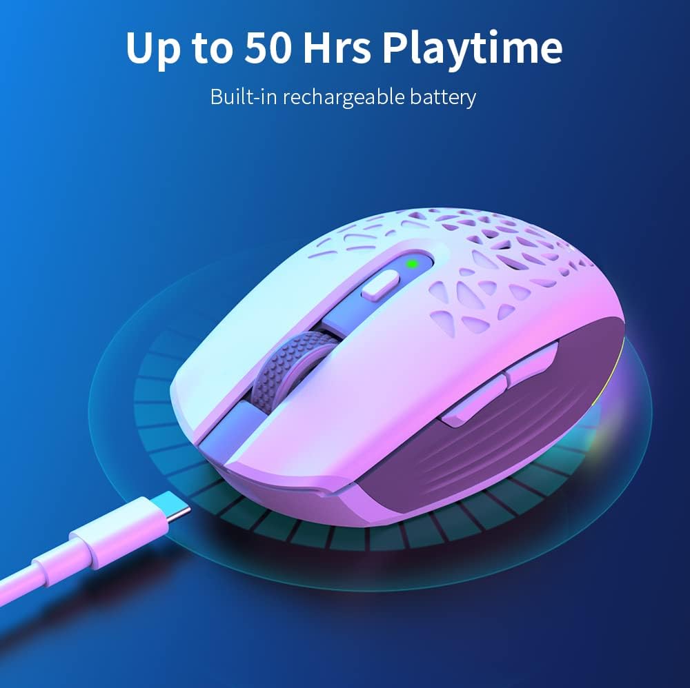 DeLUX Wireless Gaming Mouse with 6 Programmable Buttons, RGB Backlit, Tri-Mode Connection, PAW3335 Optical Sensor, Up to 16000DPI, TTC Encoder Wheel, Interchangeable Cover (M820DC-White)