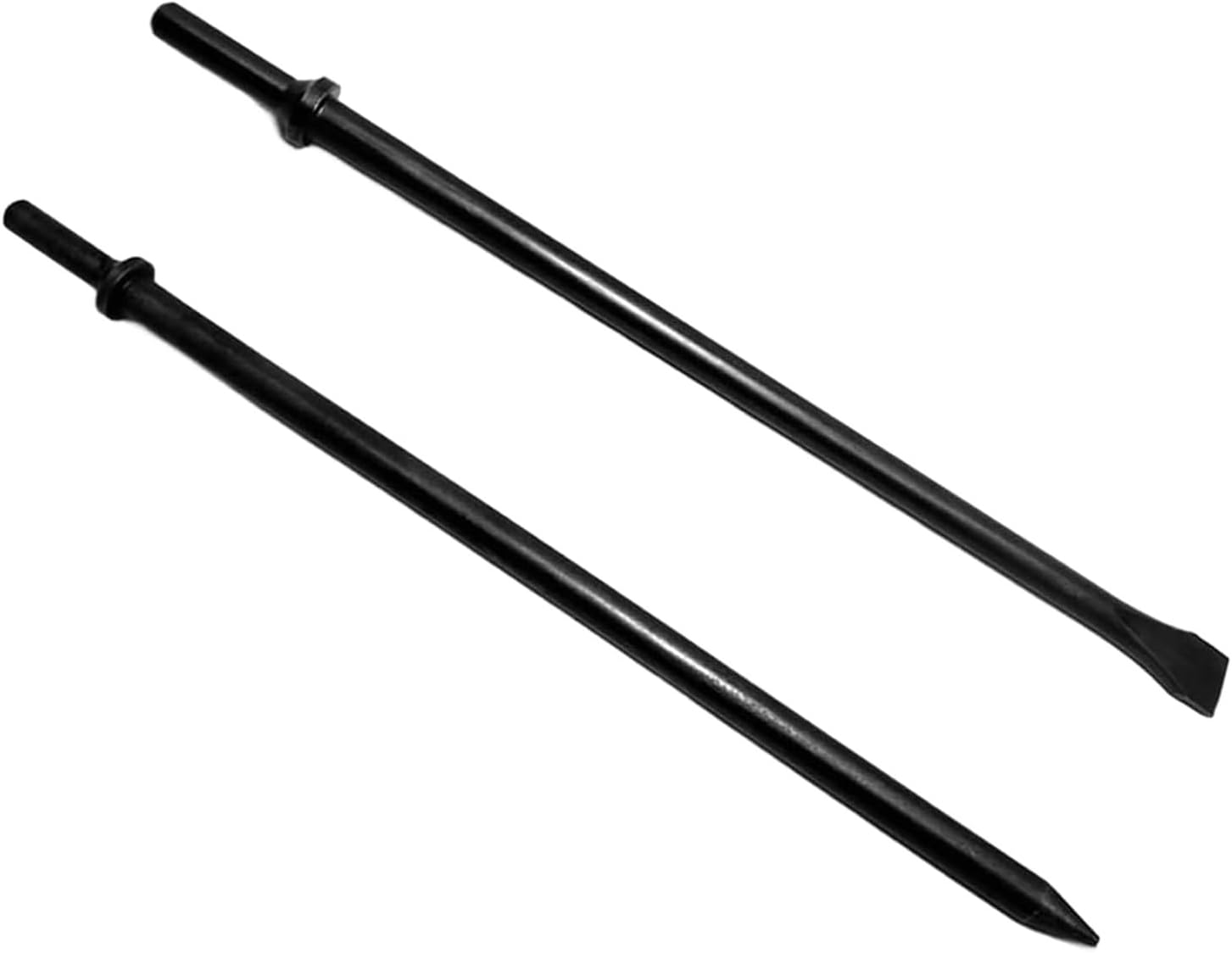 Pack Of 2 Pneumatic Cold Chisels Steel Demolitions 14Inch Length Round Collar Design For Concrete Removal Pneumatic