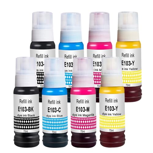 Bouteilles d’encre Epson 103 pour EcoTank L3150 L3110, idéal pour les dossiers de la maison
