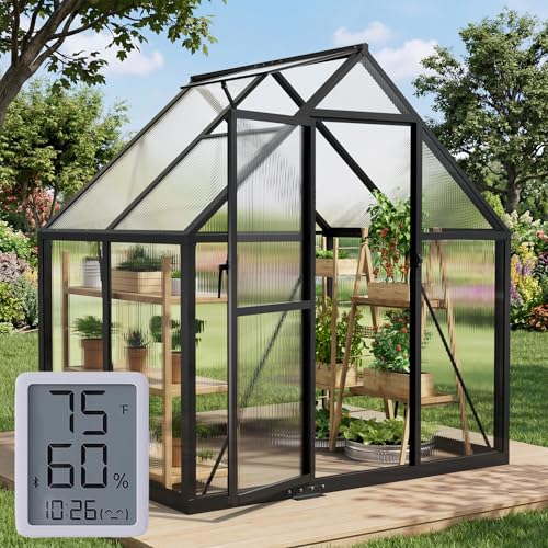 6x4FT Greenhouse with Hygrometer and Lockable Door
