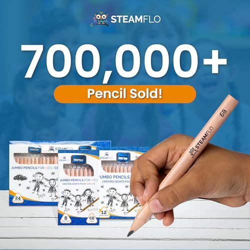 STEAMFLO Learning Pencils for Toddlers 2-4 Years – Our Kids Pencils for Beginners Toddlers and Preschoolers with Jumbo Triangle Shape are Specially Designed Triangle (12 Pack + Sharpener) by STEAMFLO - Image 5