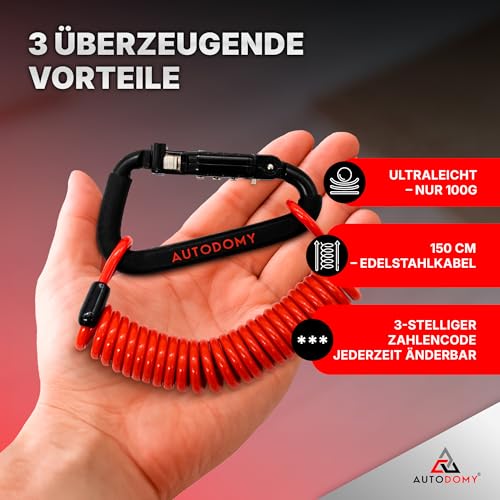 Helmschloss Motorrad Autodomy 150 cm Kabel mit Sicherheitscode