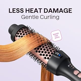 Wavytalk Thermal Brush, Heated Hot Brush for Hair Styling, 38mm IonicThermal Round Iron for Blowout Express, Heated Curling Iron Create Natural Curls, Dual Voltage and UK Plug, Rose Gold