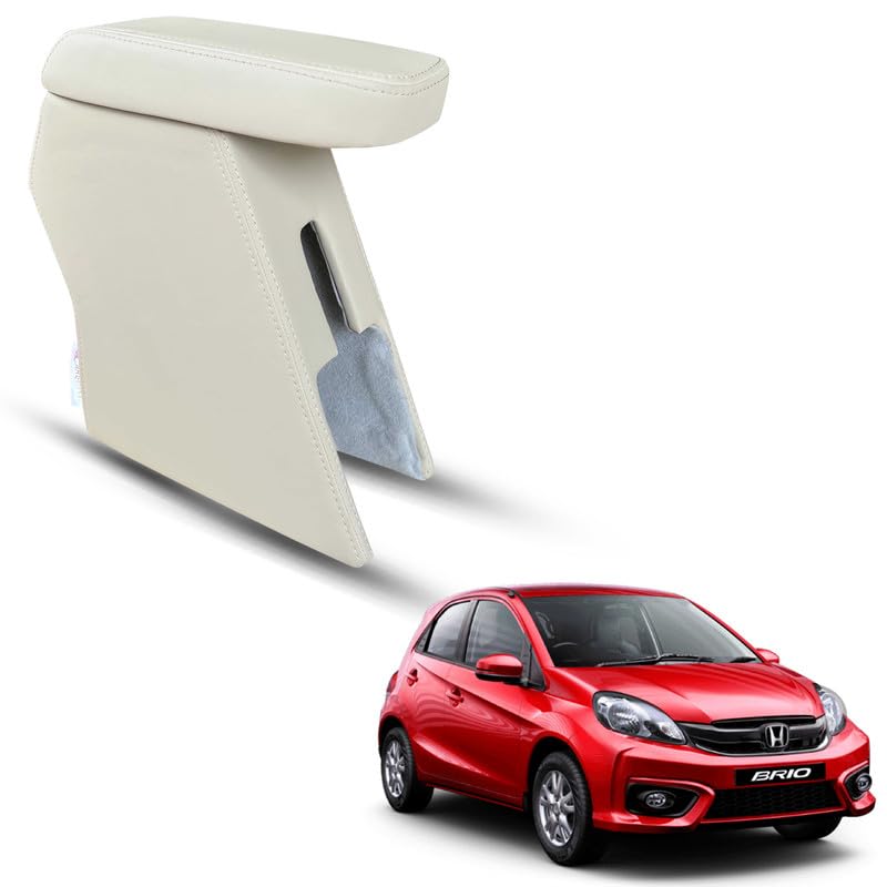 Carigiri Premium Finish Car Armrest with Storage Box And High Density Moulded Foam For Honda Brio (Beige with Beige Stitching,Nappa Leatherette)-picture-21