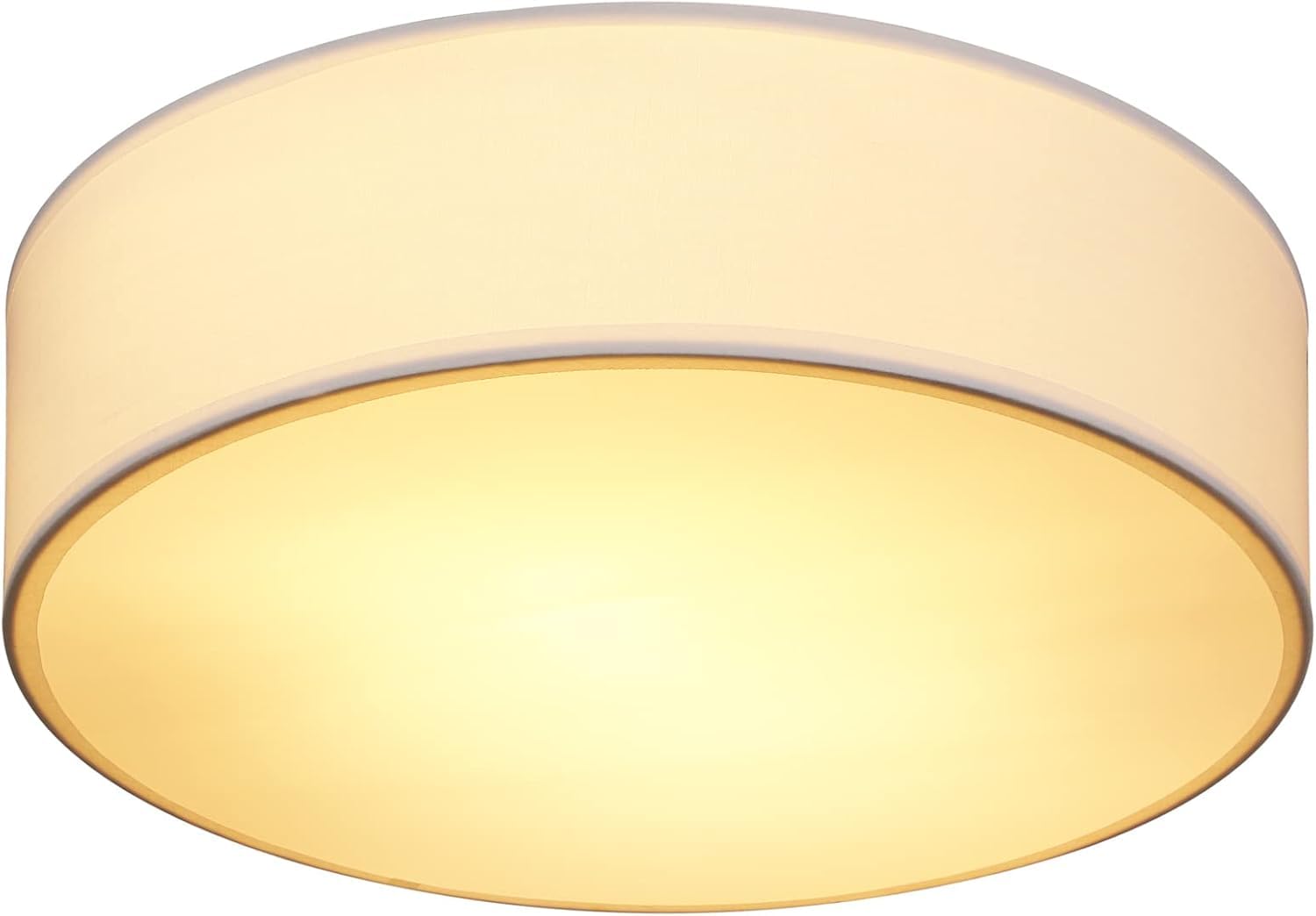 Monzana® Deckenlampe Stoff Wohnzimmer Schlafzimmer E27 Weiß 38cm Rund 2-Flammig 40W Lampe Flur Küche Deckenstrahler Deckenleuchte Stoffdeckenlampe