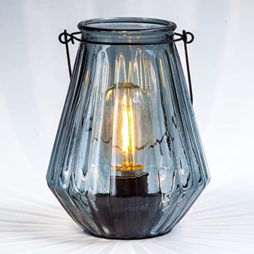 MJ PREMIER Lámpara de batería, lámpara colgante con temporizador automático, lámpara de mesa inalámbrica retro para interiores y exteriores, mesa, sala de estar (azul) Cover