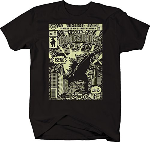 M22 Return of Godzilla Comic Book Cover Asian Tokyo Vintage Monster Tshirt - 5XL Jet Black M22 Return of Godzilla Comic Book Cover Asian Tokyo Vintage Monster Tshirt - 5XL Jet Black