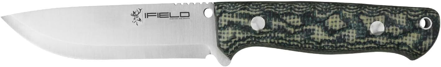 iFIELD Bushcraft Survival Knife Workout EL29121 – 4.52″ MOVA-58 Full-Tang Satin Blade, TRF Granite Handle, Multi-Position Leather Sheath, Outdoor Camping & Hunting Tool