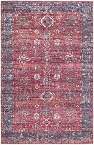 Tapete Maahru 5'3''x8' Rojo Vintage Lavable miniatura 3